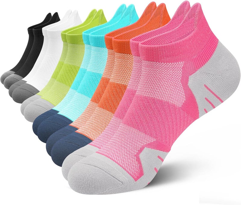 PAPLUS 6 Pairs Ankle Compression Socks for Women, Cushioned Running Socks with Arch Support, Low Cut, Targeted Compression - Image 1